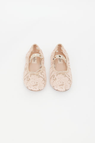 Valentino Pink Lace 
Rockstud Mary Jane Flat