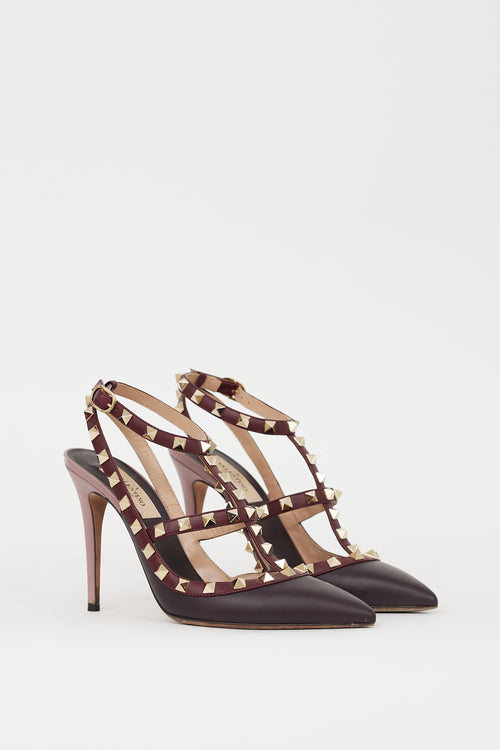 Valentino Purple 
Burgundy Caged Rockstud Heel