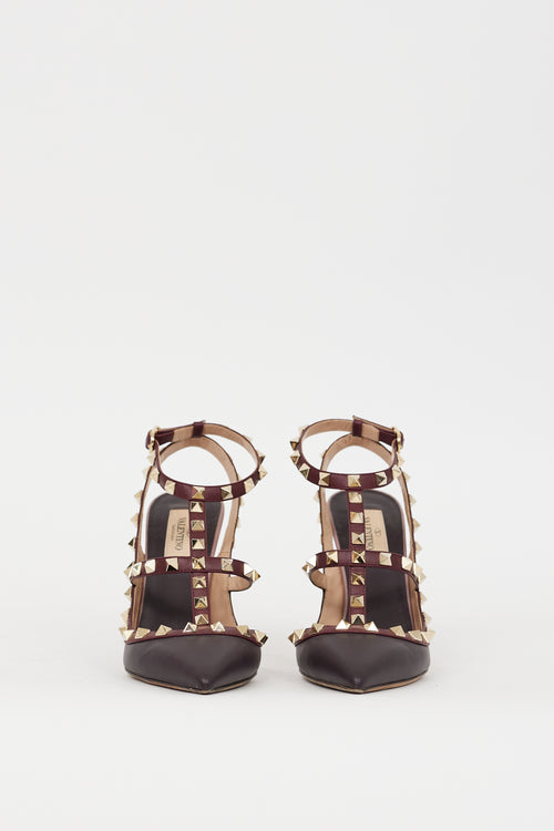 Valentino Purple 
Burgundy Caged Rockstud Heel