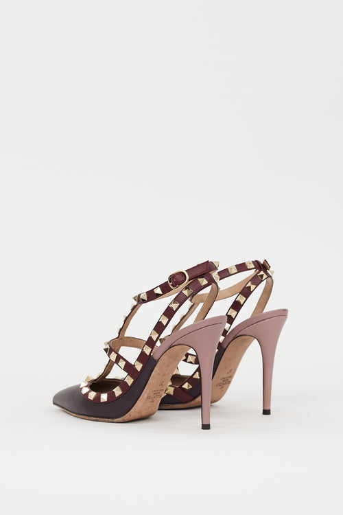 Valentino Purple 
Burgundy Caged Rockstud Heel