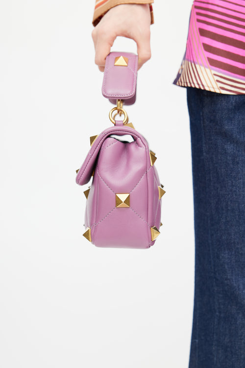 Valentino Purple 
Gold Roman Stud Shoulder Bag