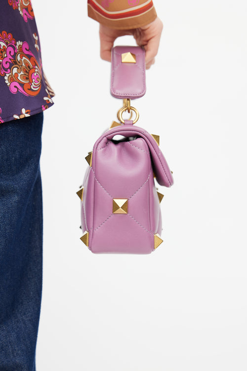 Valentino Purple 
Gold Roman Stud Shoulder Bag