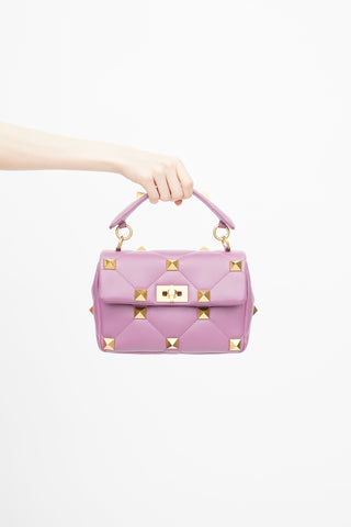 Valentino Purple 
Gold Roman Stud Shoulder Bag