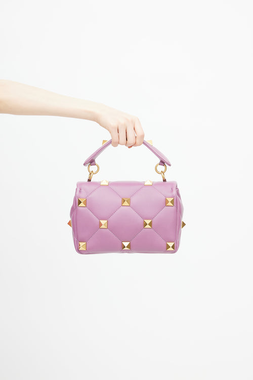 Valentino Purple 
Gold Roman Stud Shoulder Bag