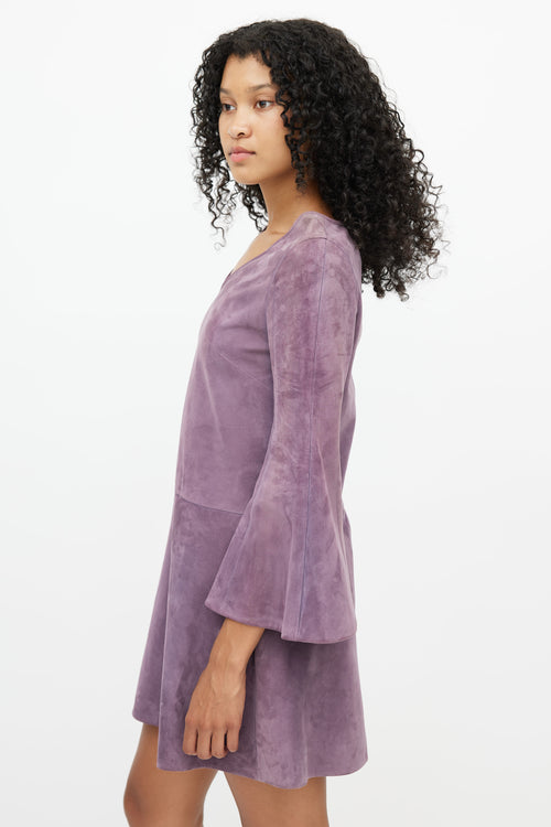 Valentino Purple Suede V-Neck Dress