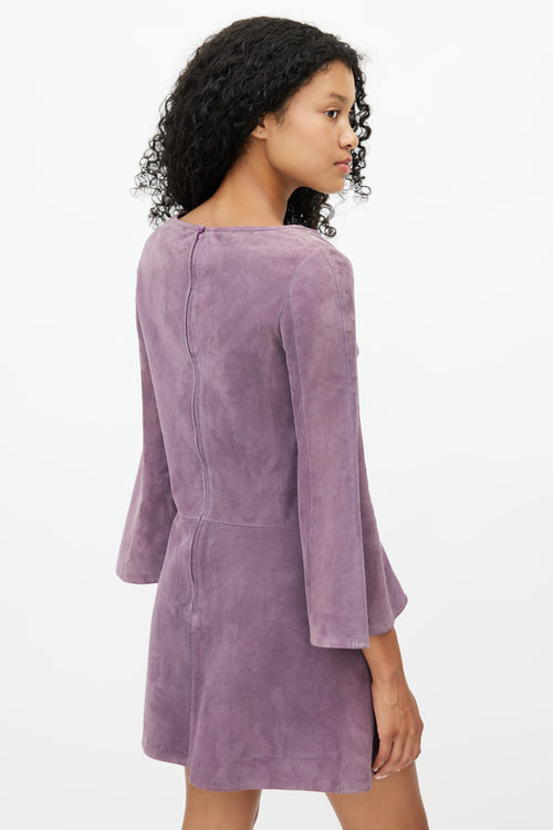 Valentino Purple Suede V-Neck Dress