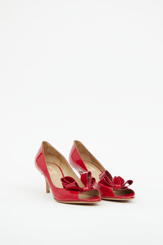 Valentino Red Patent Bow Peep Toe Heel