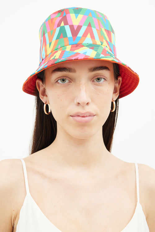 Valentino Red Multi Colour Reversible Bucket Hat