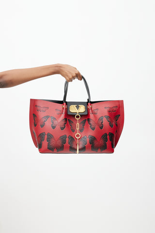 Valentino Red 
Black Leather VLogo Escape Bag