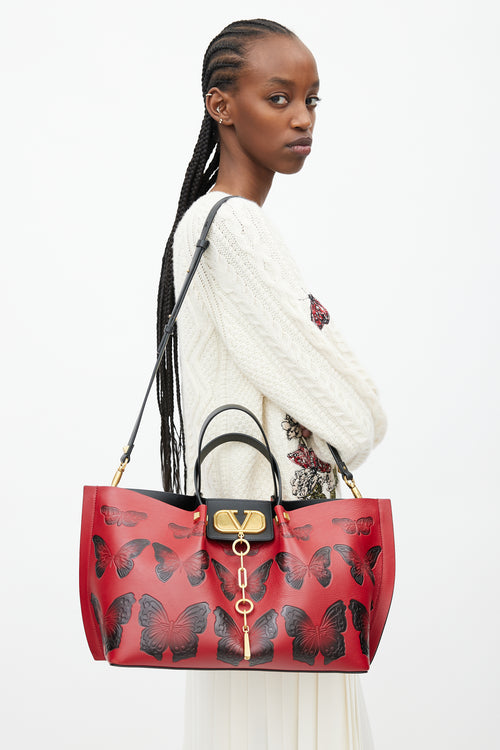 Valentino Red 
Black Leather VLogo Escape Bag