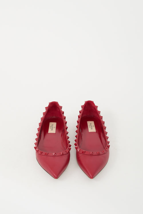 Valentino Red Leather Rockstud Ballet Flat