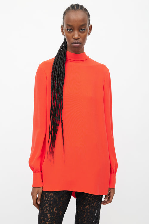 Valentino Red Mock Neck Tie Top