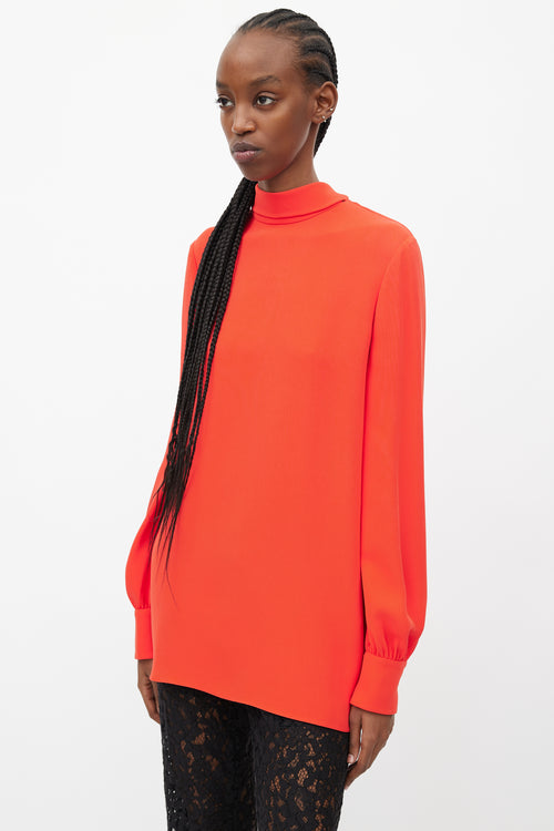 Valentino Red Mock Neck Tie Top