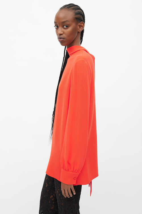 Valentino Red Mock Neck Tie Top