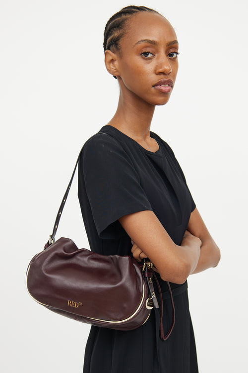 Valentino Purple Leather Drawstring Shoulder Bag