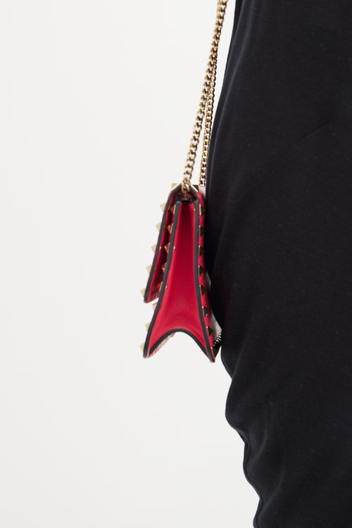 Pink Rockstud Chain Flap Bag