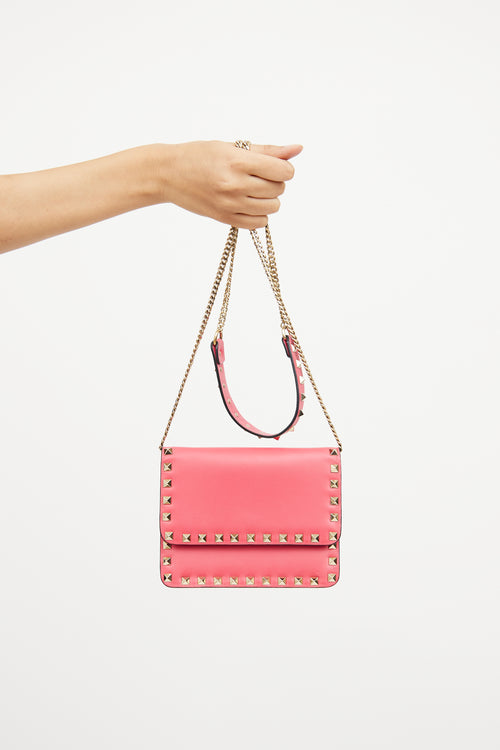 Pink Rockstud Chain Flap Bag