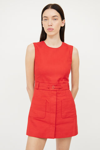 Red Valentino Red Panel Buckle Romper