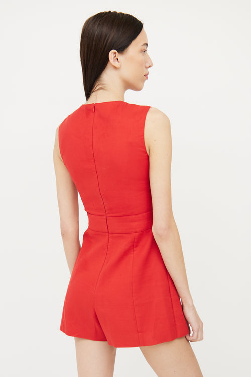 Red Valentino Red Panel Buckle Romper