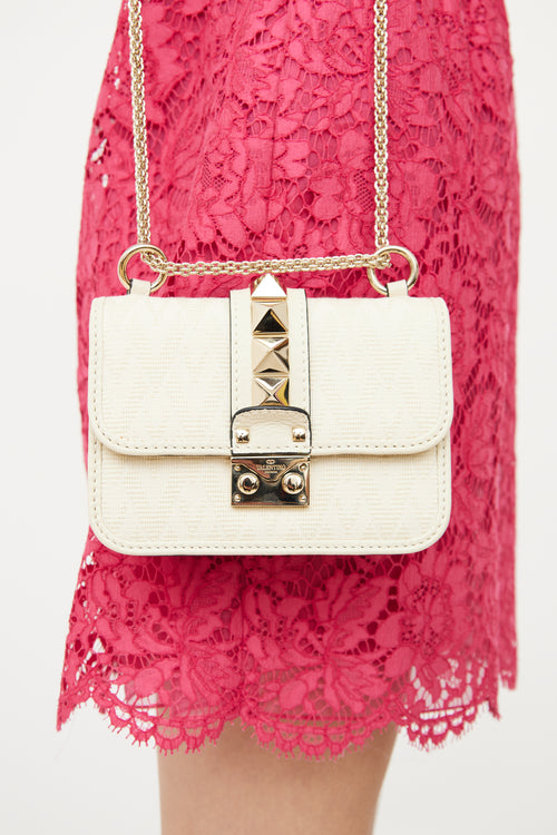 Valentino Cream Glam Lock Small Shoulder Bag