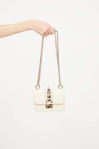 Valentino Cream Glam Lock Small Shoulder Bag