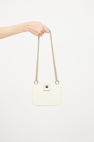 Valentino Cream Glam Lock Small Shoulder Bag