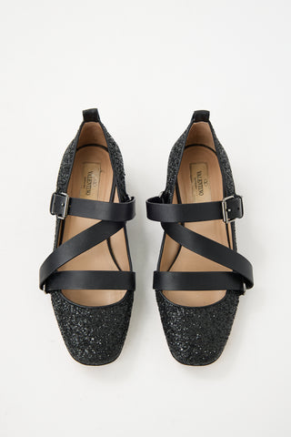 Valentino Glitter Rockstud Flat