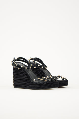 Valentino Rockstud Wedge Sandal