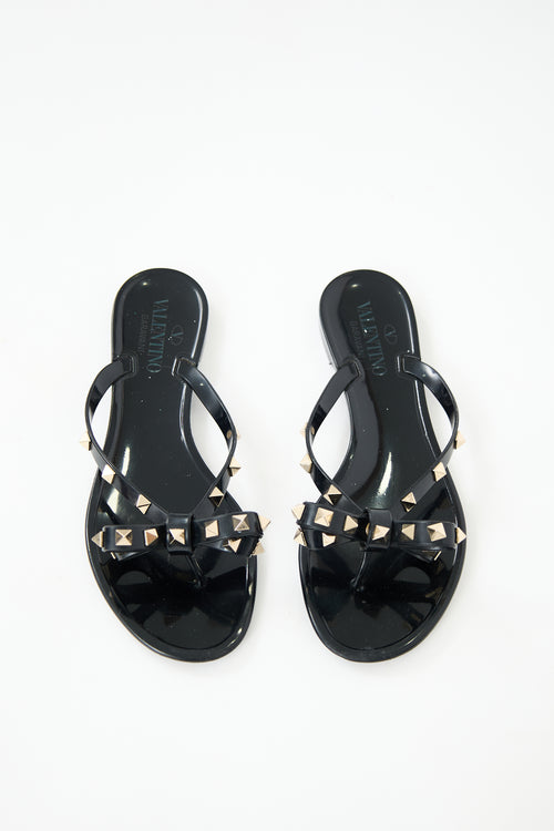 Valentino Rubber Rockstud Thong Sandal