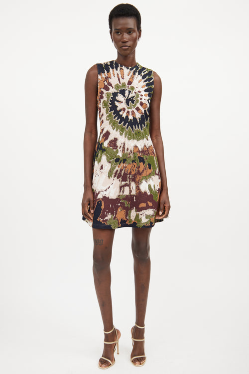 Valentino Brown 
Multicolour Woven Tie Dye Dress