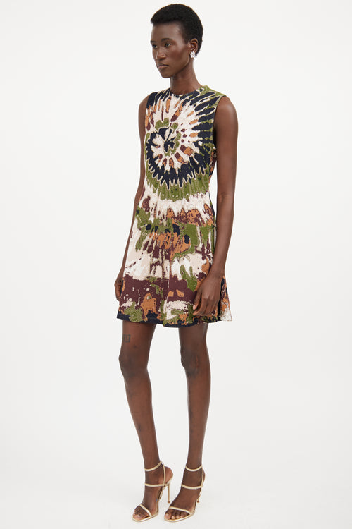 Valentino Brown 
Multicolour Woven Tie Dye Dress