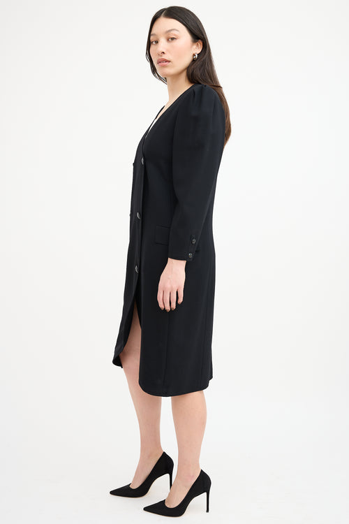 Valentino Vintage Black Satin Yoke Dress