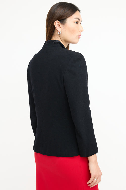 Valentino Vintage Black Wool Ribbon Trim Blazer