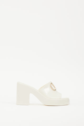 Valentino White 
Gold VLogo Rubber Mule