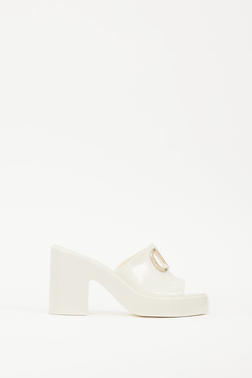 Valentino White 
Gold VLogo Rubber Mule