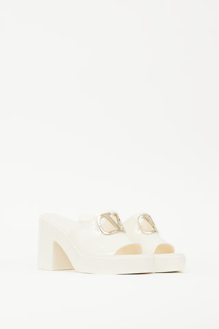 Valentino White 
Gold VLogo Rubber Mule