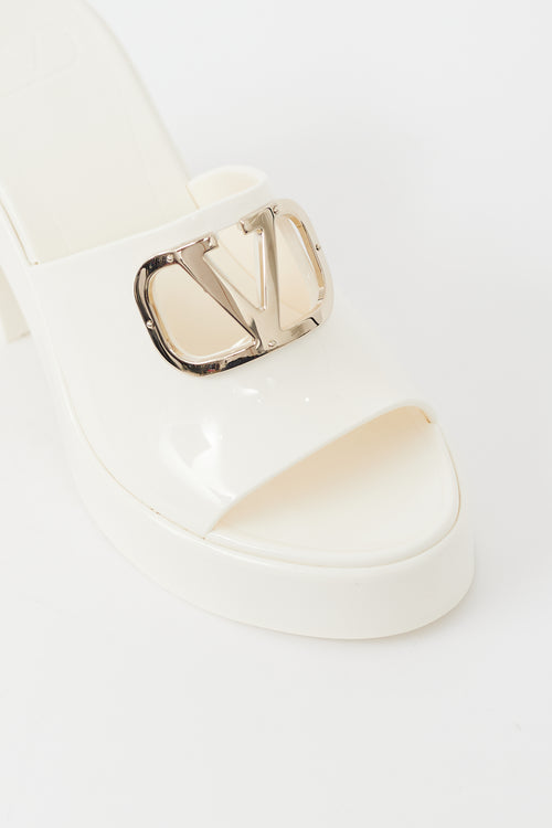 Valentino White 
Gold VLogo Rubber Mule