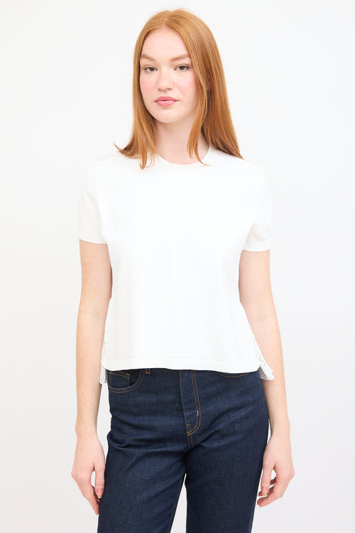 Valentino White Jersey 
Eyelet Cotton Back Top