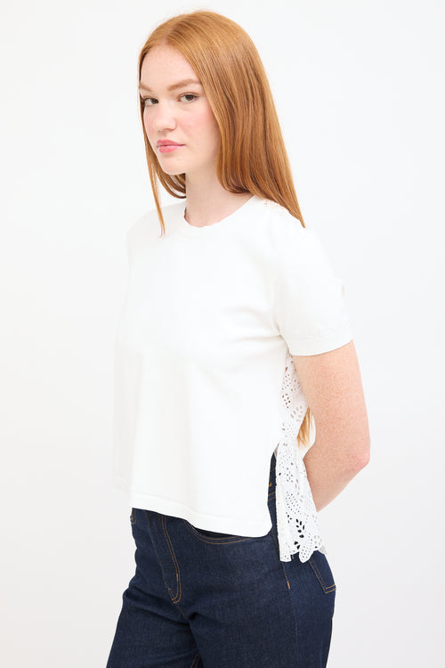 Valentino White Jersey 
Eyelet Cotton Back Top