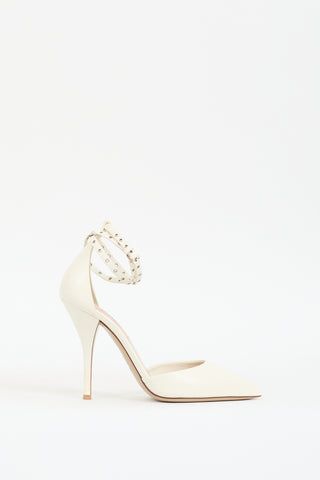 Valentino White Leather Love Latch Pump