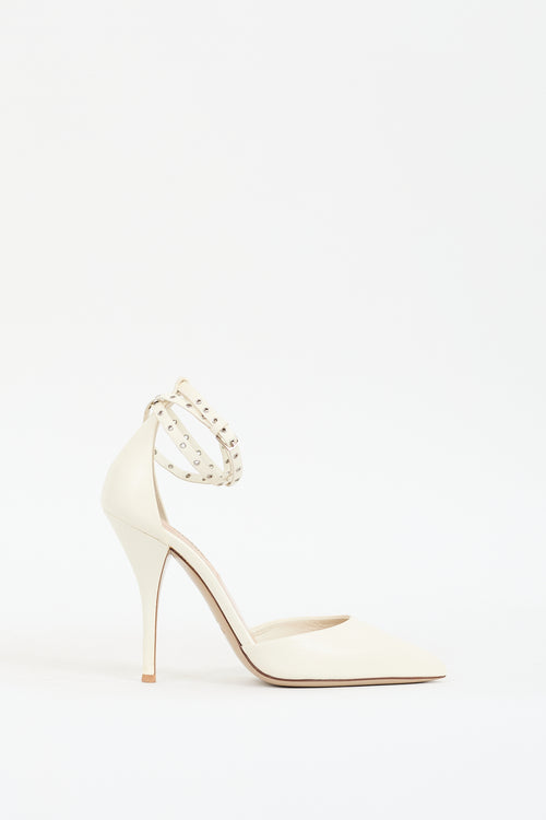 Valentino White Leather Love Latch Pump