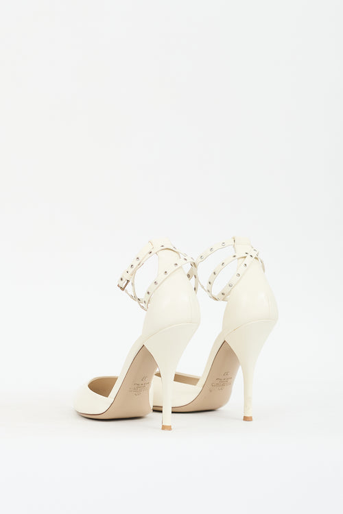 Valentino White Leather Love Latch Pump