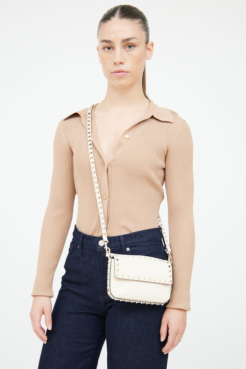 Valentino Small Cream Rockstud Crossbody Bag