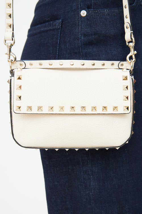 Valentino Small Cream Rockstud Crossbody Bag