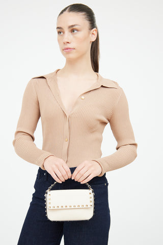 Valentino Small Cream Rockstud Crossbody Bag