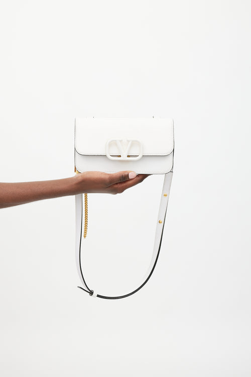 Valentino White Leather Vsling Belt Bag