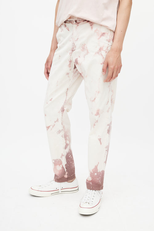 Valentino White 
Pink Acid Wash Trouser