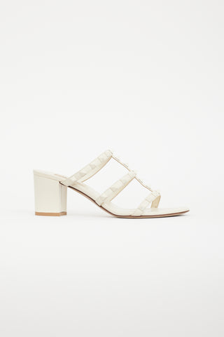 Valentino White Rockstud Leather Sandal