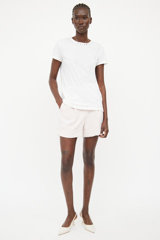 Valentino White Rockstud Collar T-shirt