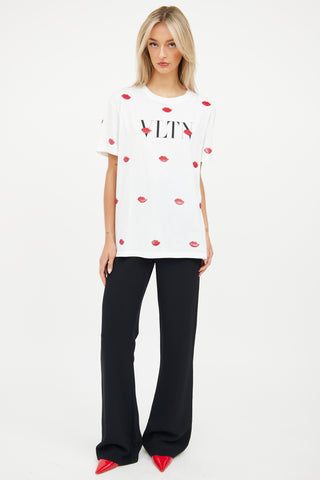 Valentino White Logo Lips T-Shirt